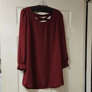 Blu Pepper Rich Red Long Sleeve Top
